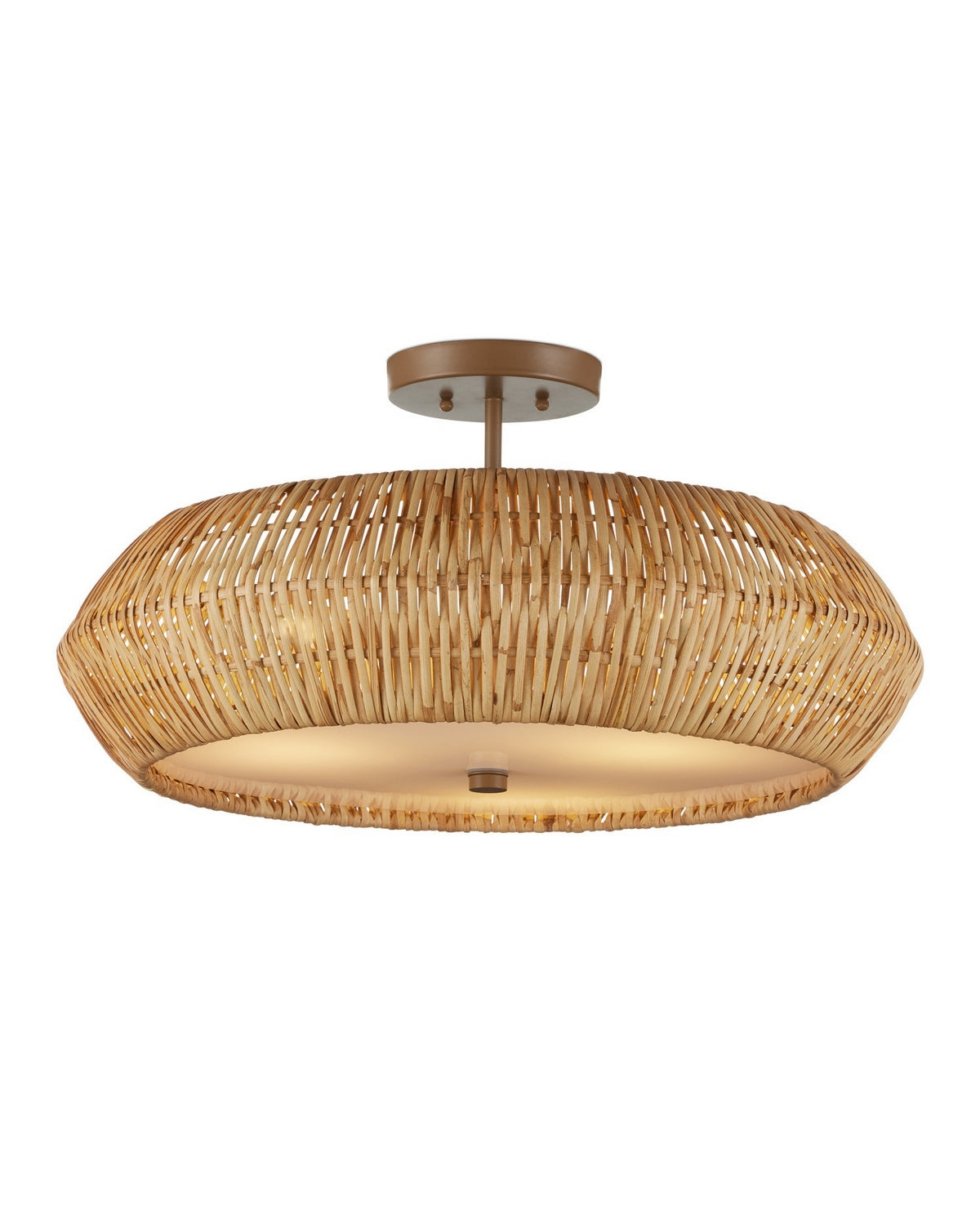 Currey and Company - 9000-1347 - Three Light Semi-Flush Mount - Antibes - Natural/Khaki/White