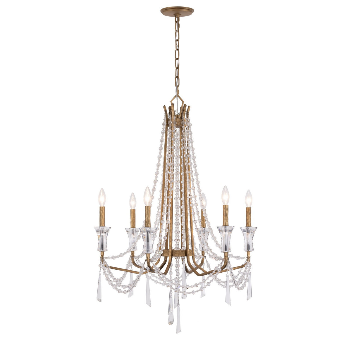 Varaluz - 270C06BK - Six Light Chandelier - Barcelona - Brass Kisser