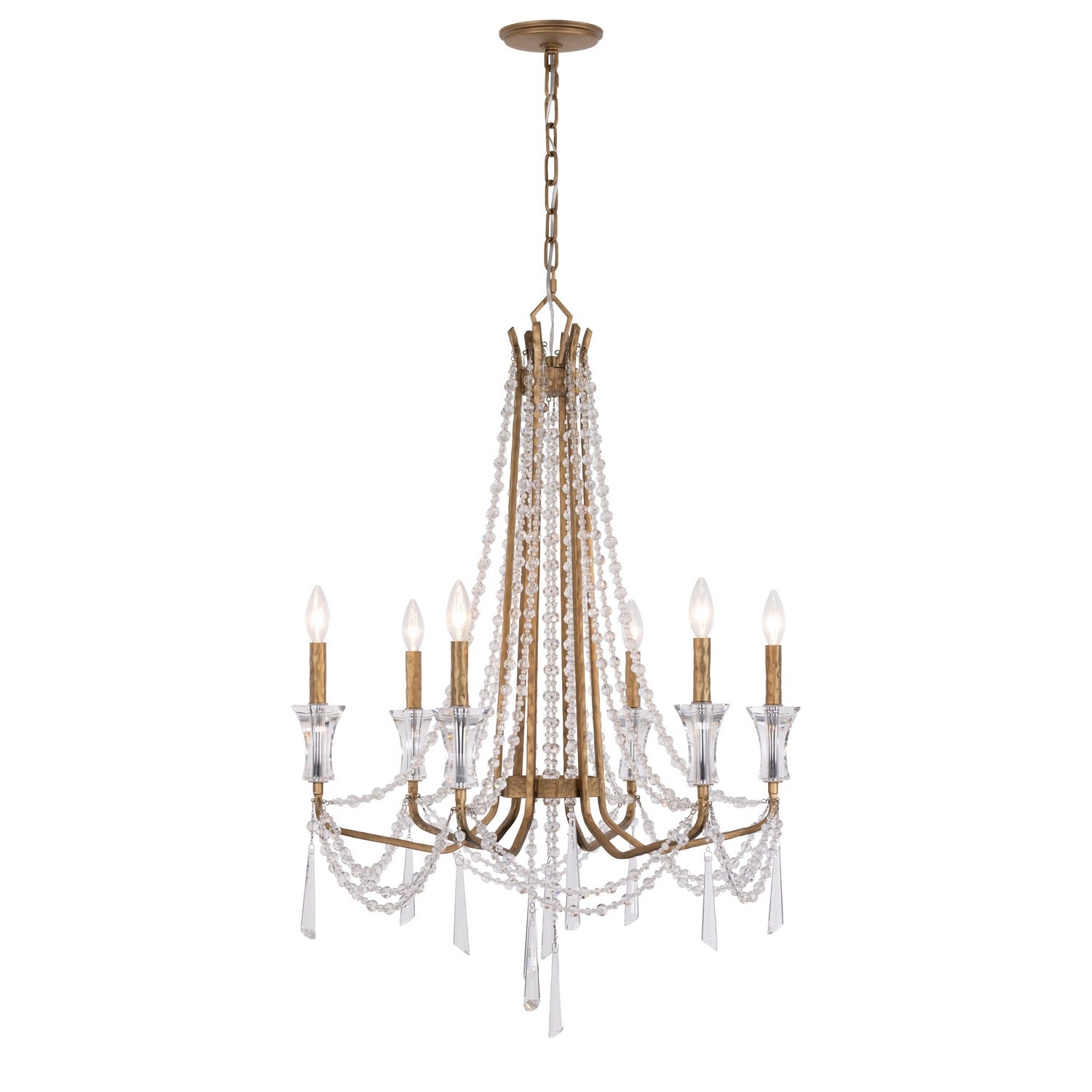 Varaluz - 270C06BK - Six Light Chandelier - Barcelona - Brass Kisser