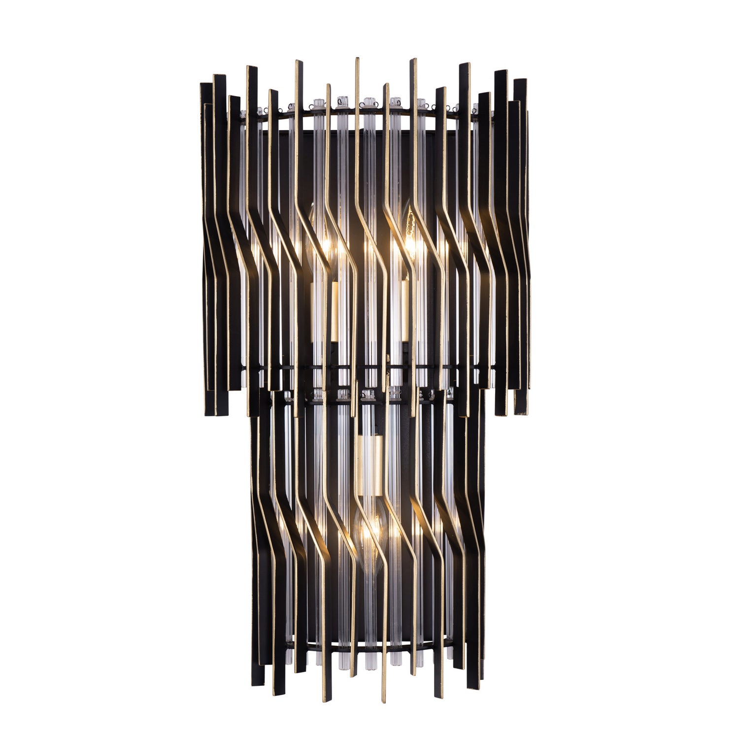 Varaluz - 393W03MBFG - Three Light Wall Sconce - Park Row - Matte Black/French Gold