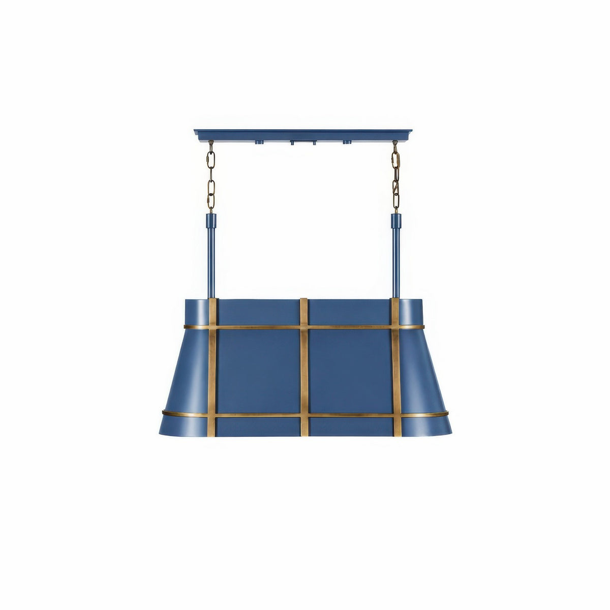 Varaluz - 536N03FBBRZ - Three Light Linear Pendant - Brasserie - French Blue/Heritage Bronze
