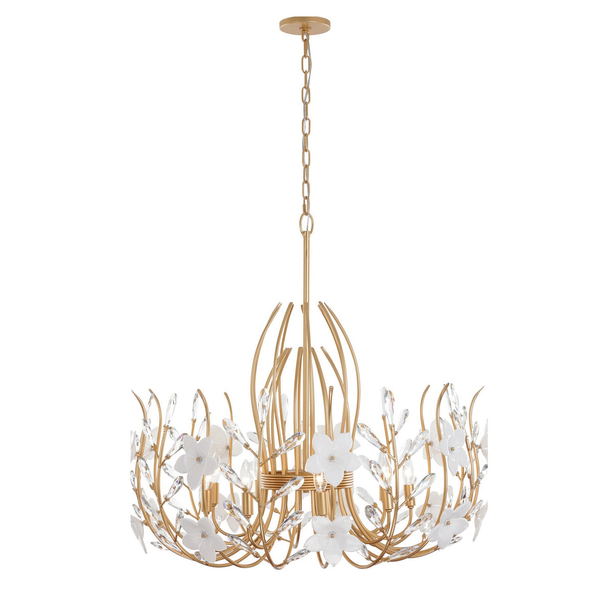 Varaluz - 558P09FG - Nine Light Pendant - Petal Court - French Gold