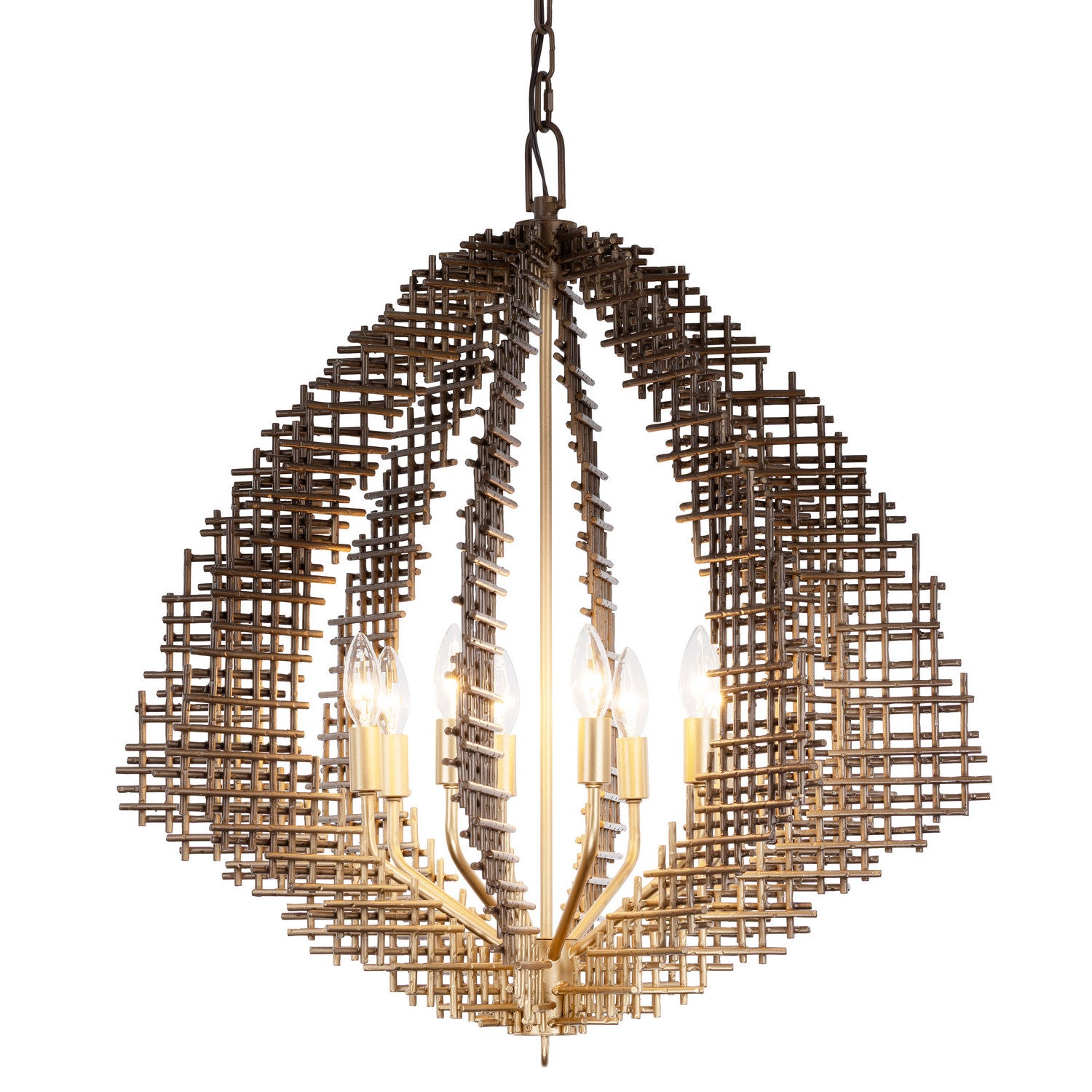 Varaluz - 559P08DBFG - Eight Light Pendant - Construct - Dark Bronze / French Gold