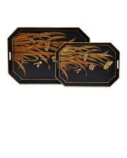 Currey and Company - 1200-1063 - Tray Set of 2 - Glasshouse - Black/Gold