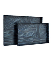 Currey and Company - 1200-1068 - Tray Set of 2 - Winter Harvest - Blue