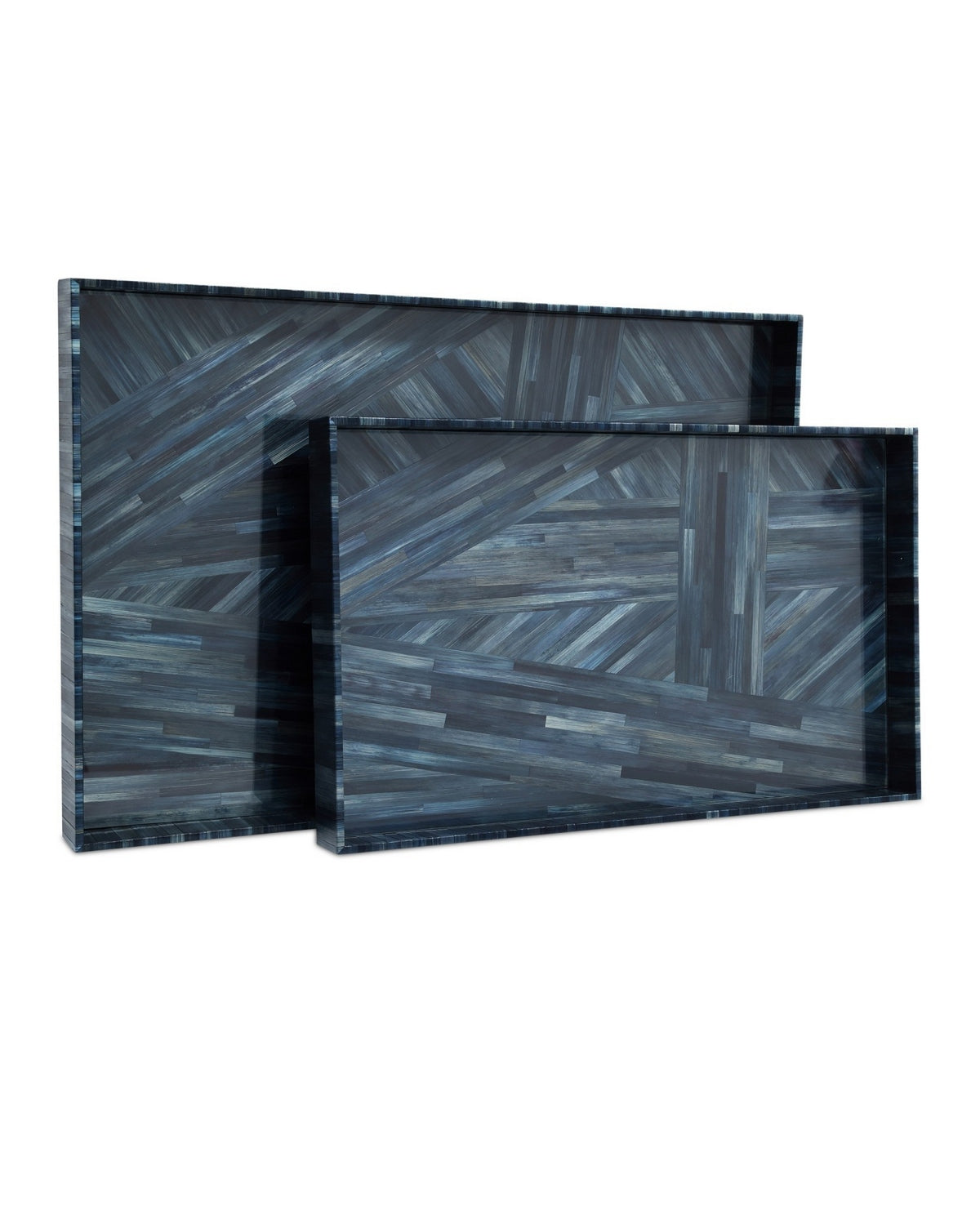 Currey and Company - 1200-1068 - Tray Set of 2 - Winter Harvest - Blue