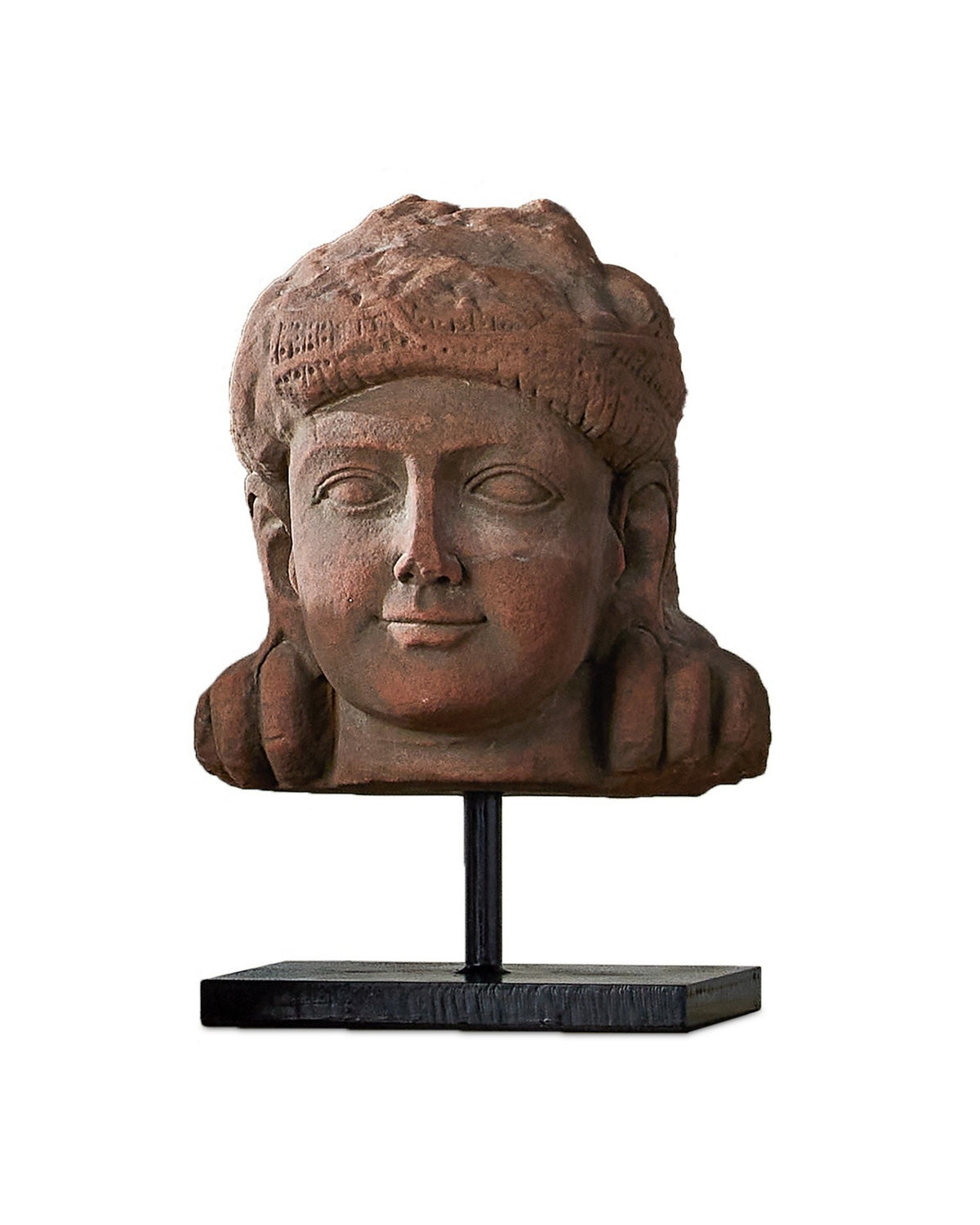 Currey and Company - 1200-1080 - Head on Stand - Mathura - Brick Red/Black