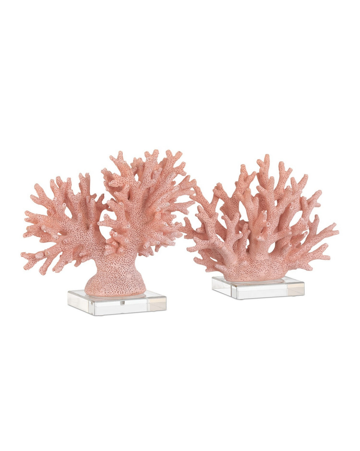 Currey and Company - 1200-1082 - Coral Set of 2 - Coral - Coral/Clear