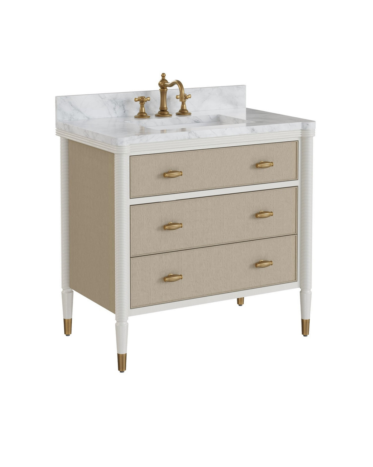 Currey and Company - 3800-0018 - Vanity with Rectangular Undermount Sink - Aster - Off-White/Fog/Natural/White/Polished Brass