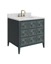 Currey and Company - 3800-0019 - Vanity with Rectangular Undermount Sink - Santos - Vintage Navy/Natural/White/Brushed Brass/Polished Nickel