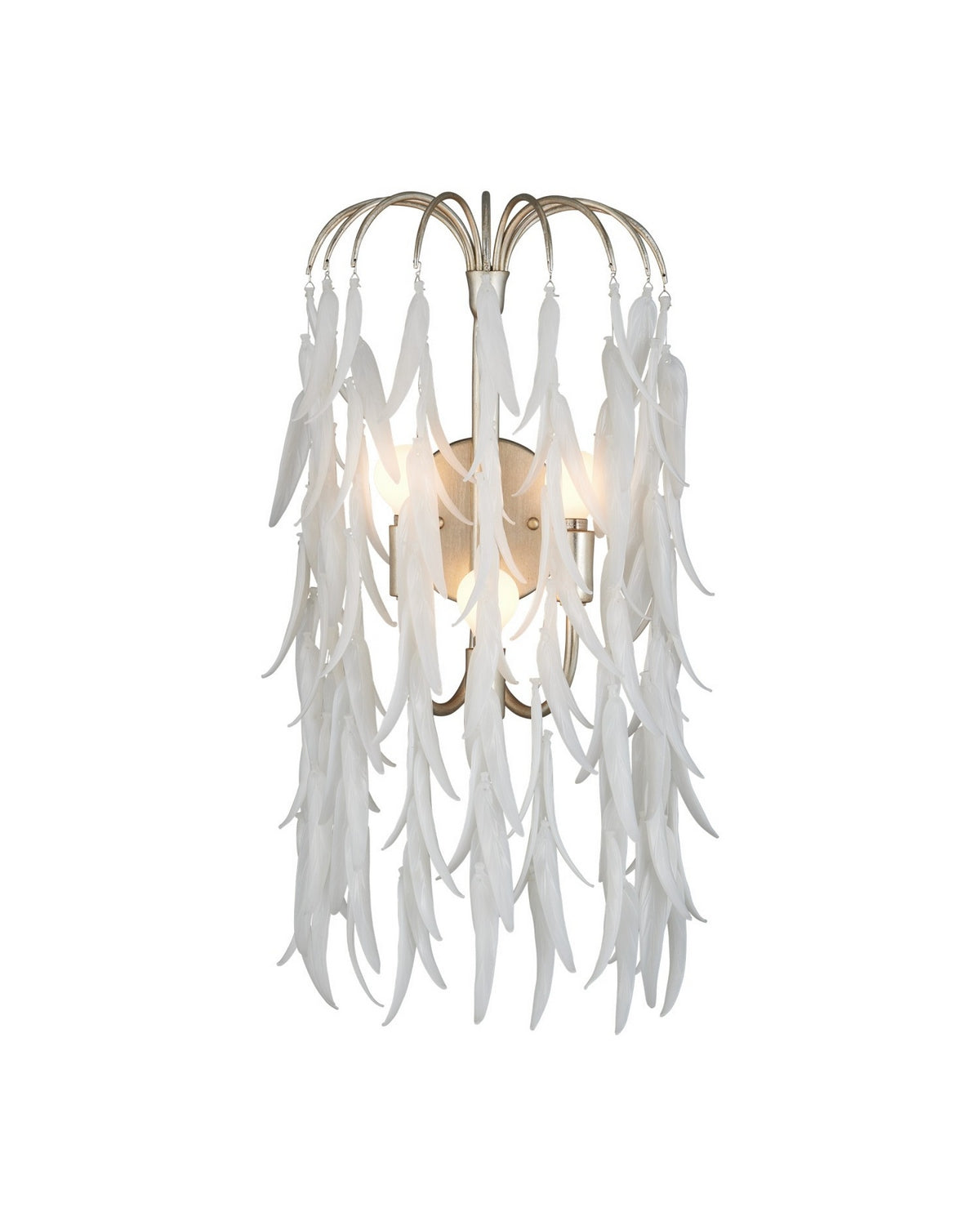 Currey and Company - 5000-0286 - Three Light Wall Sconce - Glen Arbor - White/Contemporary Silver Leaf/Contemporary Silver