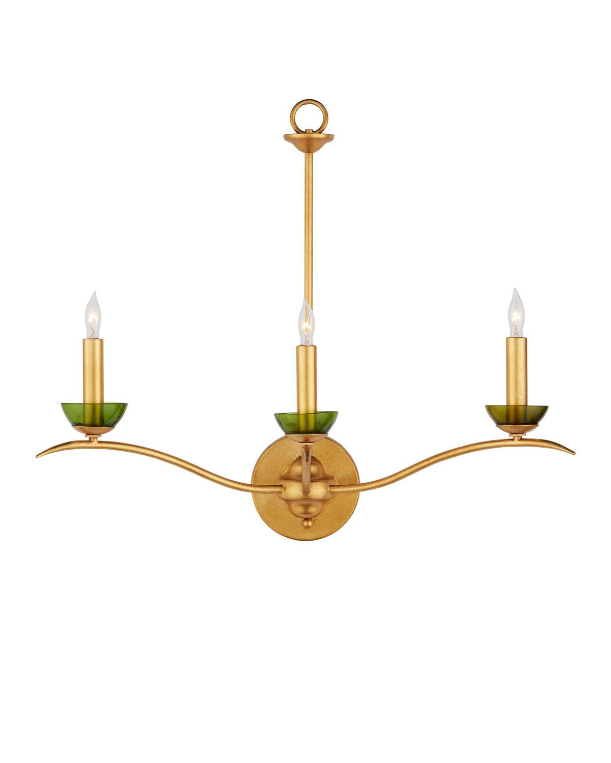 Currey and Company - 5000-0288 - Three Light Wall Sconce - Flannery - Contemporary Gold Leaf/Green