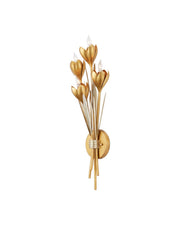 Currey and Company - 5000-0289 - Four Light Wall Sconce - Hortensia - Contemporary Gold Leaf/Contemporary Gold/Contemporary Silver Leaf
