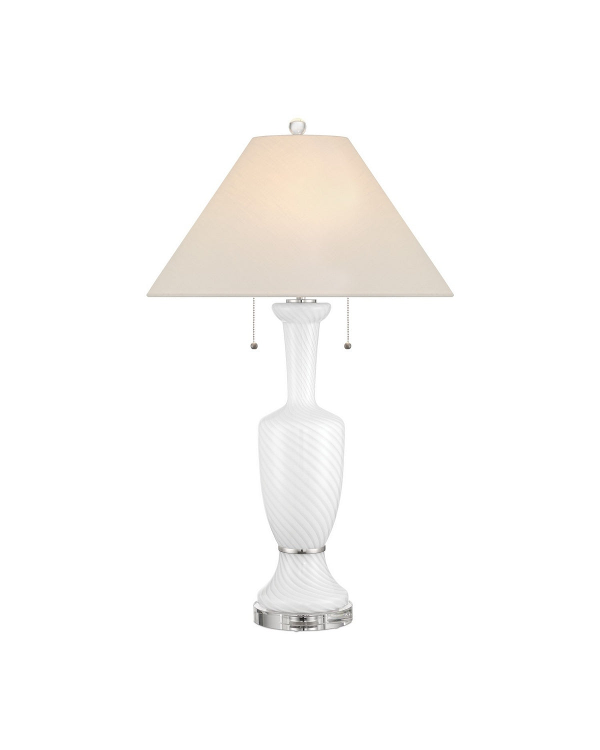 Currey and Company - 6000-1066 - Two Light Table Lamp - Classico - White/Clear/Polished Nickel