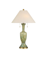 Currey and Company - 6000-1069 - Two Light Table Lamp - Classico - Green/Beige/Antique Brass