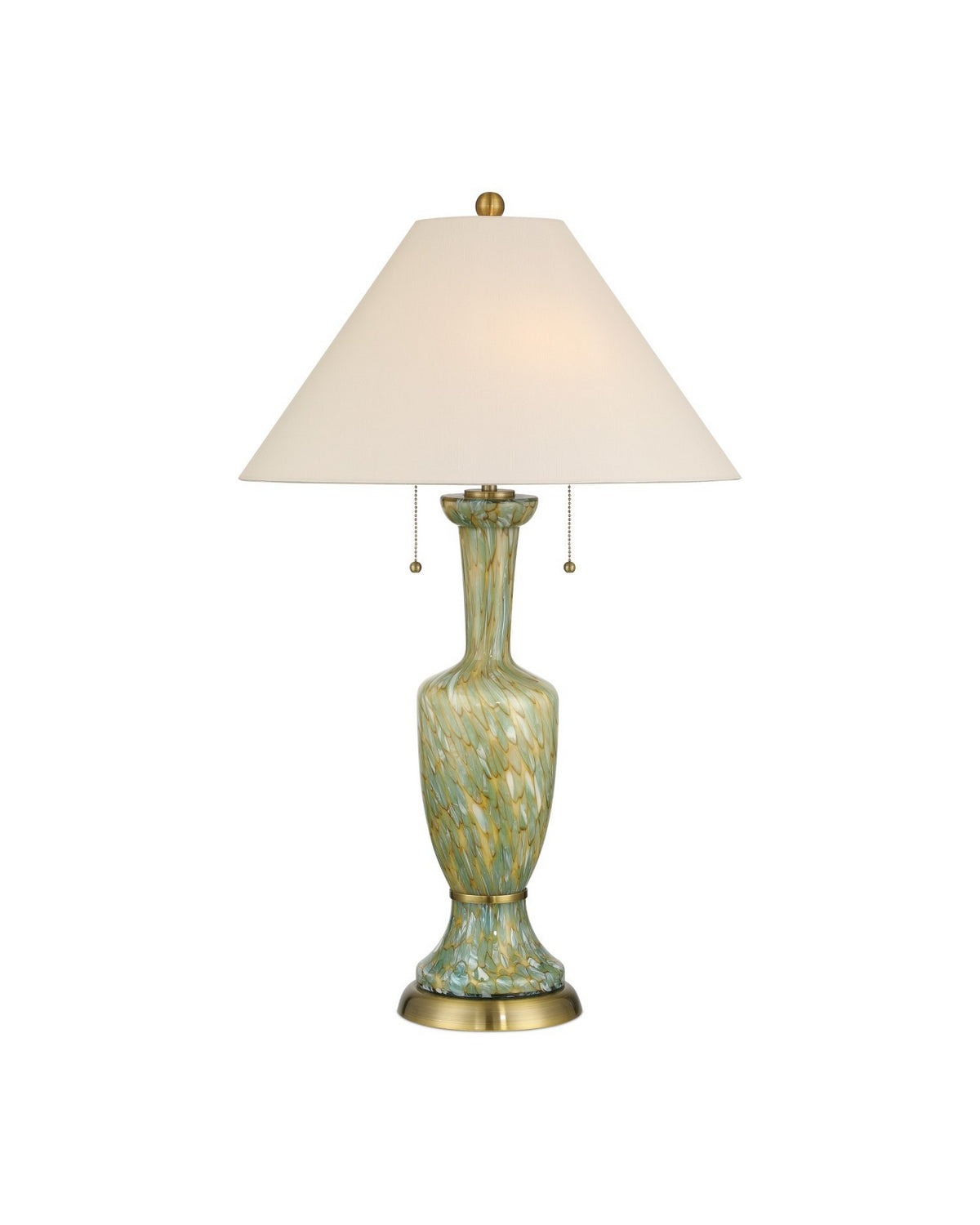 Currey and Company - 6000-1069 - Two Light Table Lamp - Classico - Green/Beige/Antique Brass