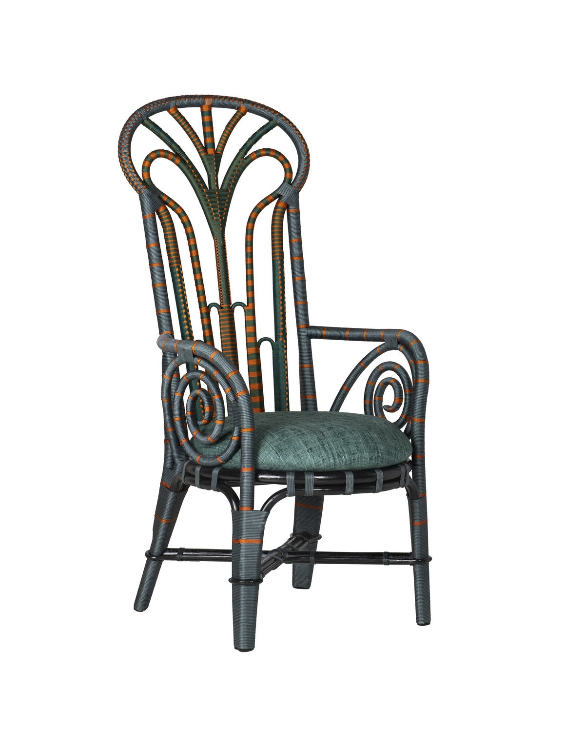 Currey and Company - 7000-1052 - Armchair - Benin Throne - Green/Orange
