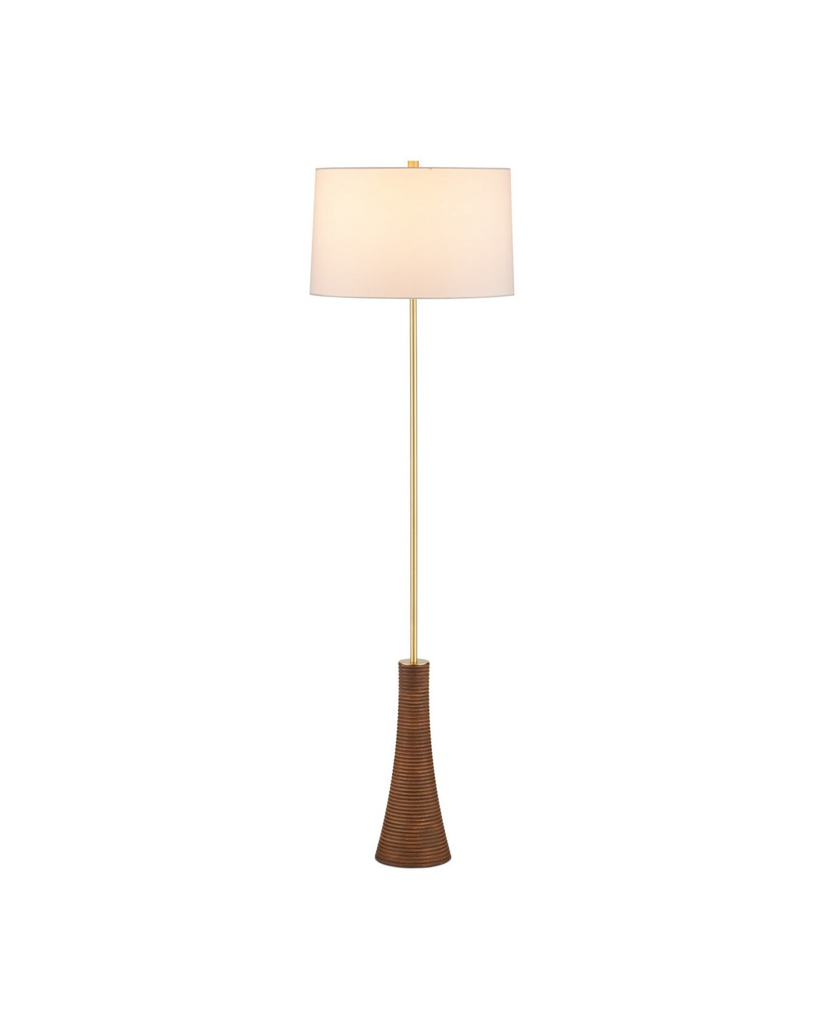 Currey and Company - 8000-0175 - One Light Floor Lamp - Lathe - Natural/Brushed Brass