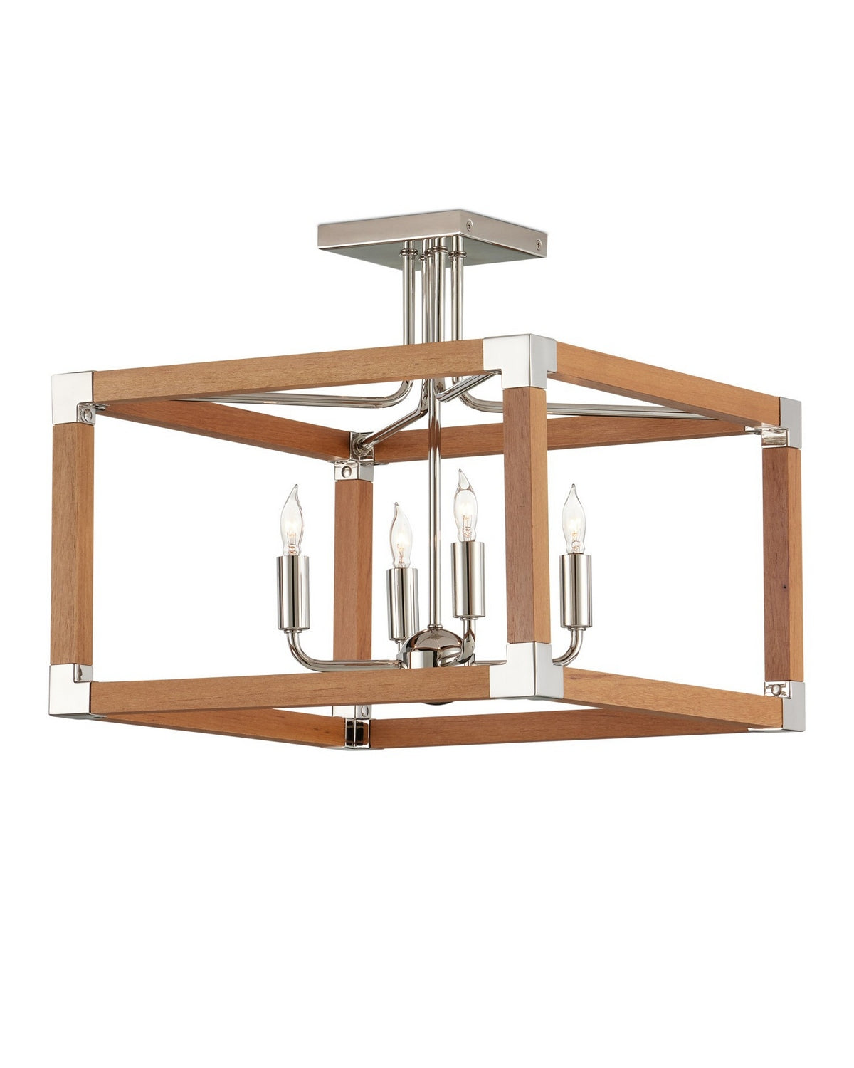 Currey and Company - 9000-1284 - Four Light Semi-Flush Mount - Boyd - Natural/Polished Nickel