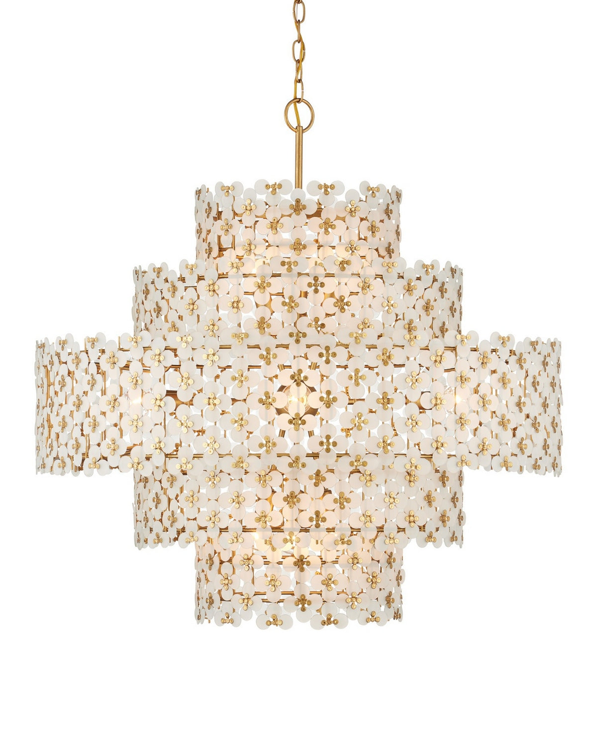 Currey and Company - 9000-1331 - 12 Light Chandelier - Spring Flower - Frosted/Brass