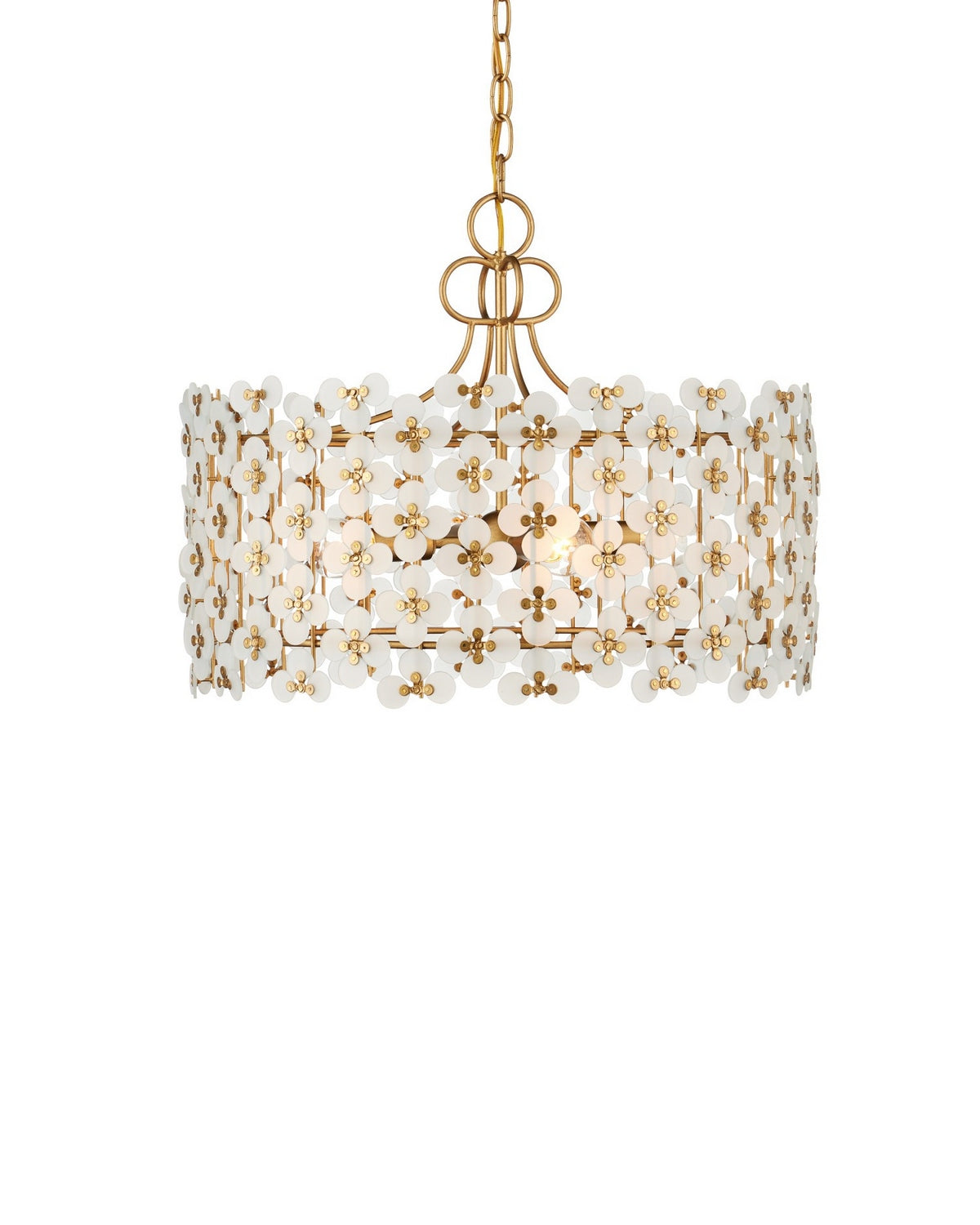 Currey and Company - 9000-1332 - Four Light Pendant - Spring Flower - Frosted/Brass