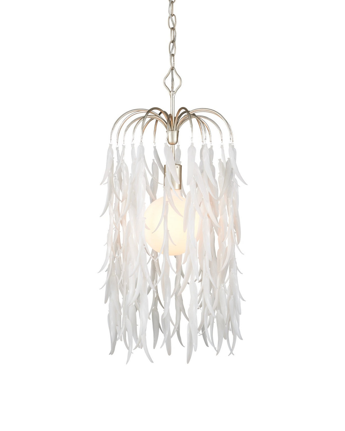 Currey and Company - 9000-1334 - One Light Pendant - Glen Arbor - White/Contemporary Silver Leaf/Contemporary Silver