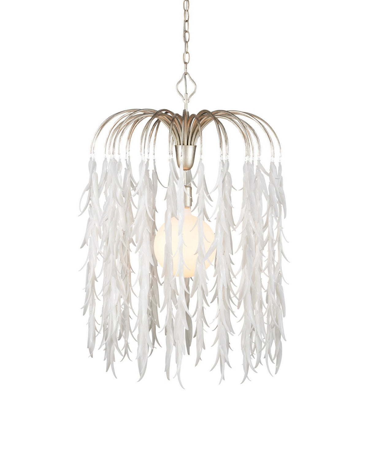 Currey and Company - 9000-1335 - One Light Pendant - Glen Arbor - White/Contemporary Silver Leaf/Contemporary Silver