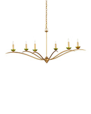 Currey and Company - 9000-1338 - Six Light Chandelier - Flannery - Contemporary Gold Leaf/Contemporary Gold/Green