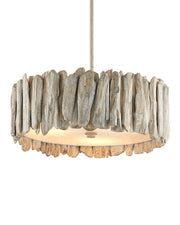 Currey and Company - 9000-1342 - Three Light Semi-Flush Mount - Driftwood - Whitewash/White