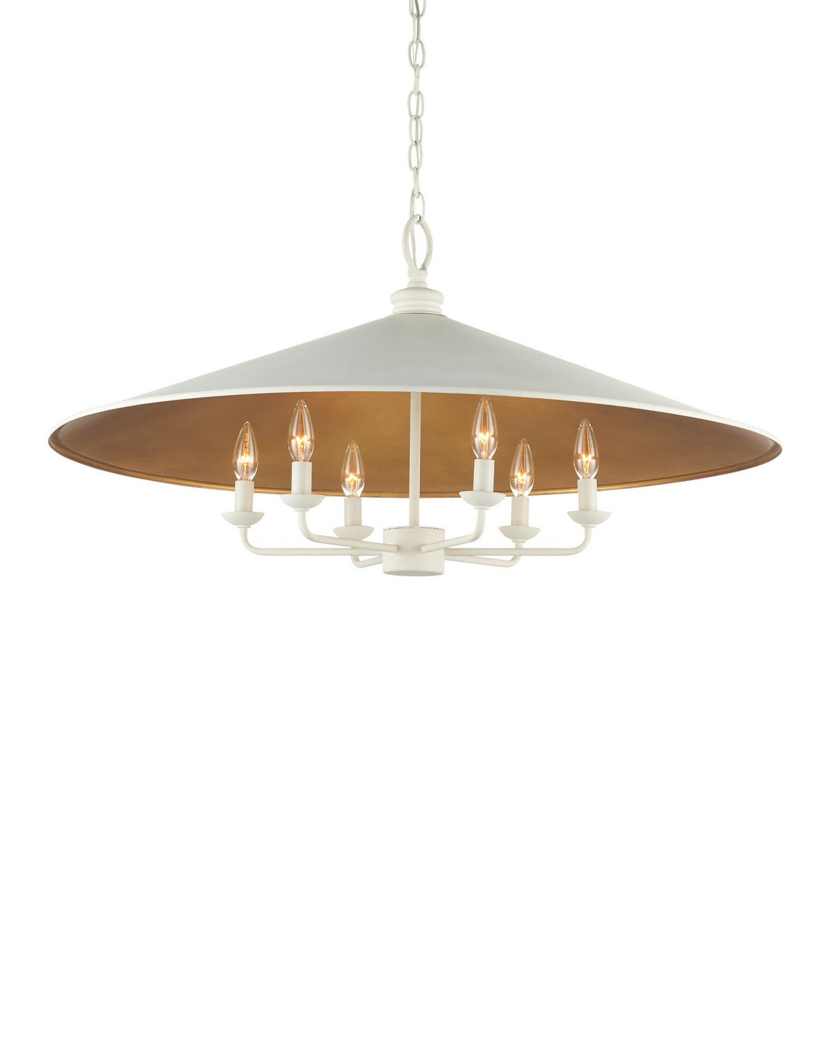 Currey and Company - 9000-1343 - Six Light Chandelier - Brussels - Snow White/Contemporary Gold Leaf