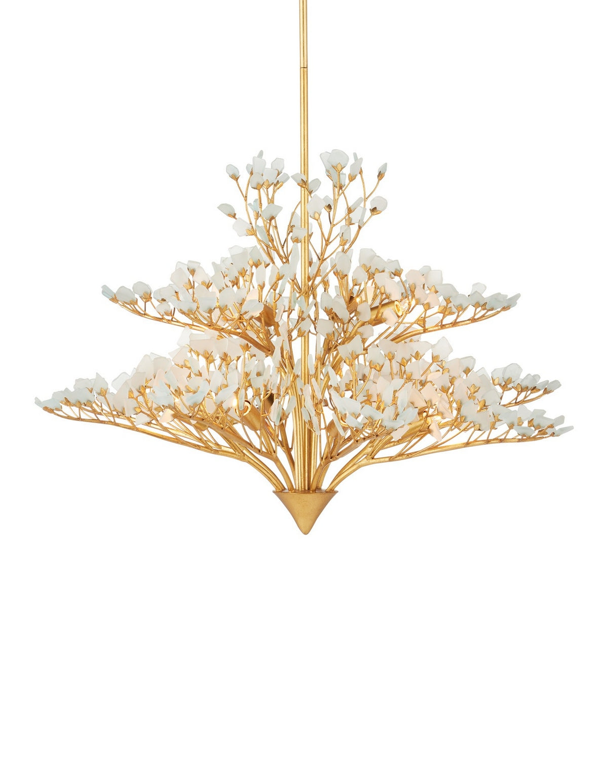 Currey and Company - 9000-1344 - 12 Light Chandelier - Fiorella - Contemporary Gold Leaf/Frosted