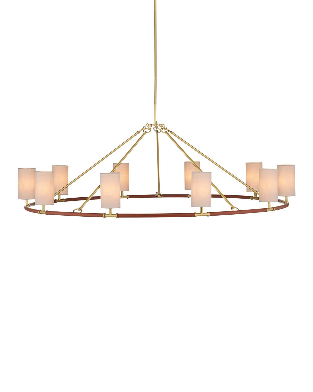 Currey and Company - 9000-1350 - Ten Light Chandelier - Ellerston - Saddle Brown/Brushed Brass