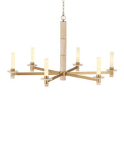 Currey and Company - 9000-1369 - Six Light Chandelier - Marcelo - Natural/Antique Brass/White