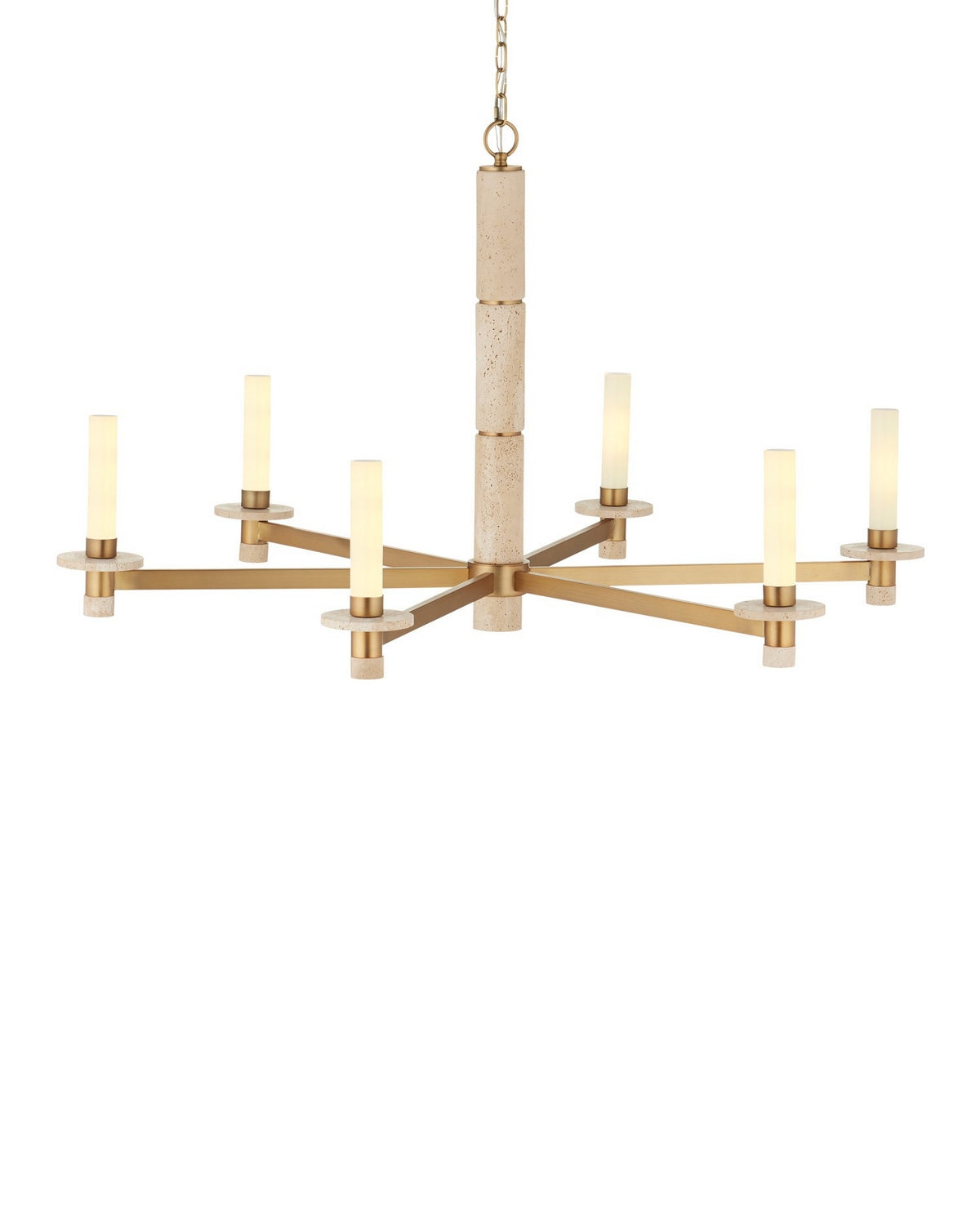 Currey and Company - 9000-1369 - Six Light Chandelier - Marcelo - Natural/Antique Brass/White