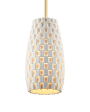 Currey and Company - 9000-1370 - One Light Pendant - Tessitura - White/Brass