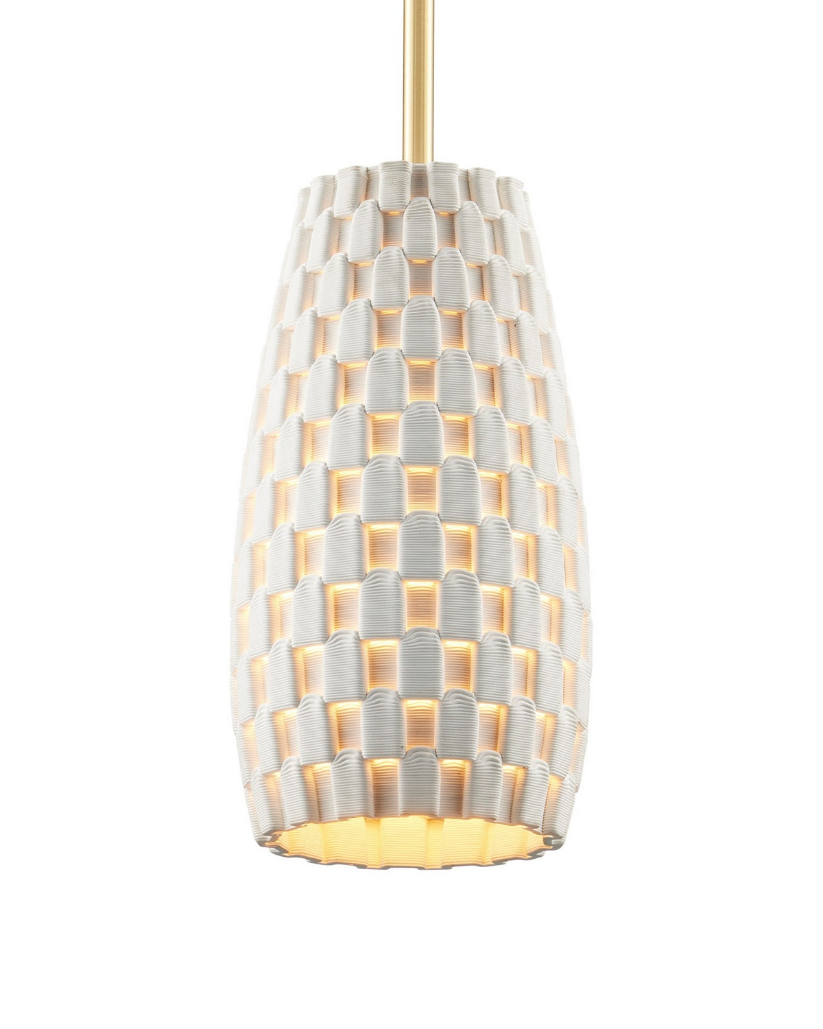 Currey and Company - 9000-1370 - One Light Pendant - Tessitura - White/Brass