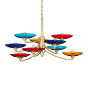 Currey and Company - 9000-1374 - Nine Light Chandelier - Veneto - Blue/Yellow/Red/Polished Brass