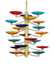 Currey and Company - 9000-1375 - 21 Light Chandelier - Veneto - Blue/Yellow/Red/Polished Brass