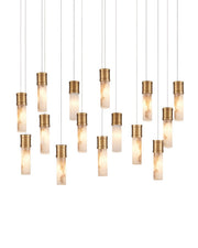 Currey and Company - 9000-1383 - 15 Light Pendant - Cannula - Vintage Brass/White/Silver