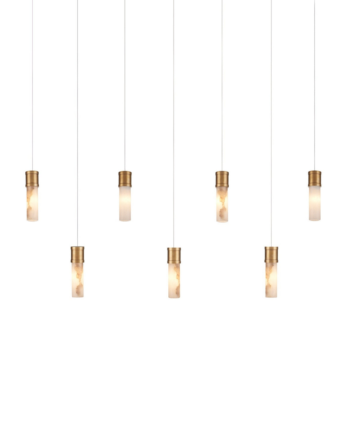 Currey and Company - 9000-1386 - Seven Light Pendant - Cannula - Vintage Brass/White/Silver