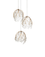 Currey and Company - 9000-1388 - Three Light Pendant - Banyan - Antique Brass/Clear/Silver