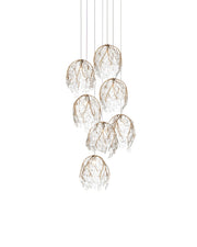 Currey and Company - 9000-1389 - Seven Light Pendant - Banyan - Antique Brass/Clear/Silver