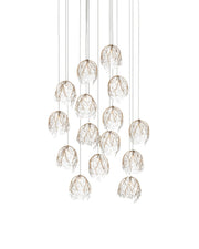 Currey and Company - 9000-1390 - 15 Light Pendant - Banyan - Antique Brass/Clear/Silver