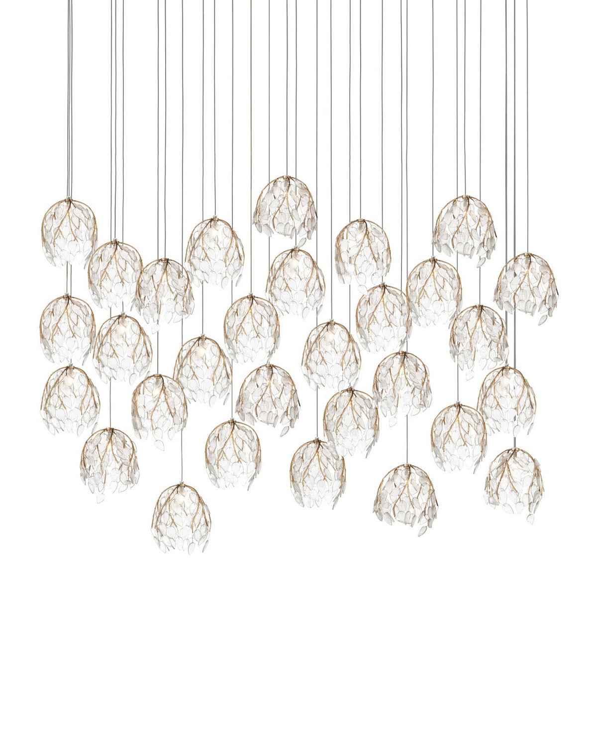 Currey and Company - 9000-1392 - 30 Light Pendant - Banyan - Antique Brass/Clear/Silver