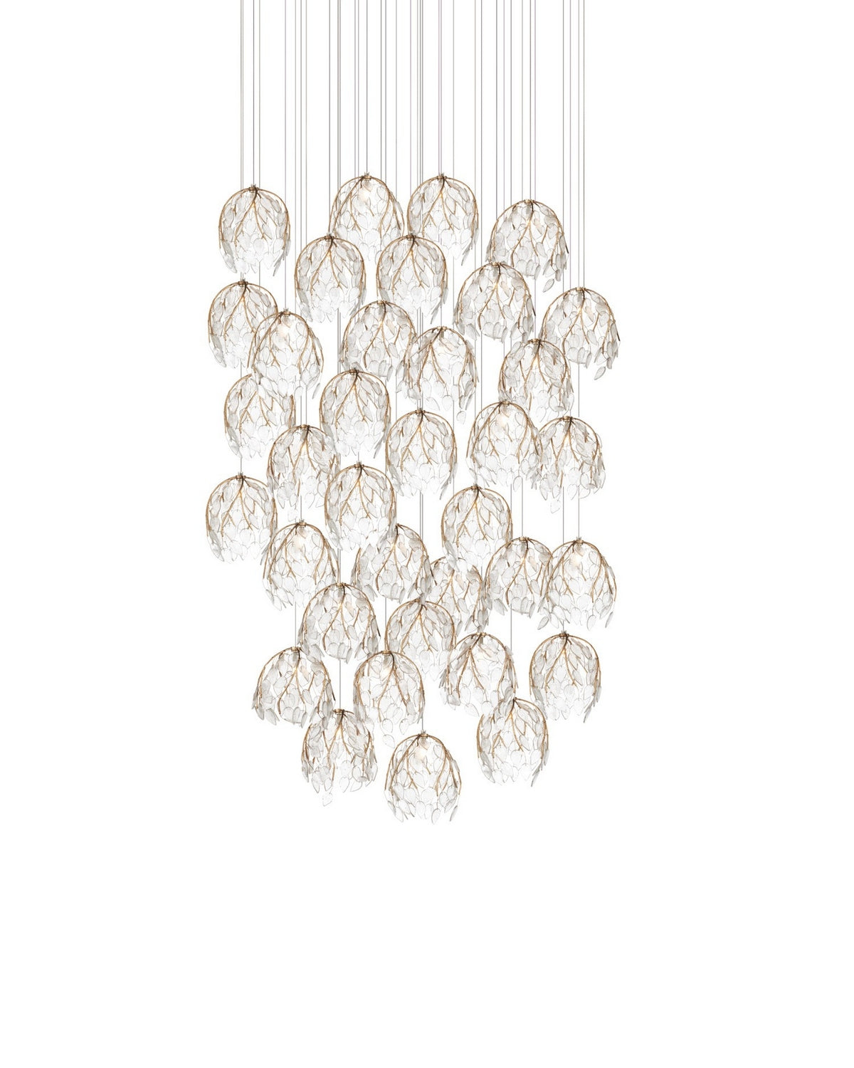 Currey and Company - 9000-1393 - 36 Light Pendant - Banyan - Antique Brass/Clear/Silver
