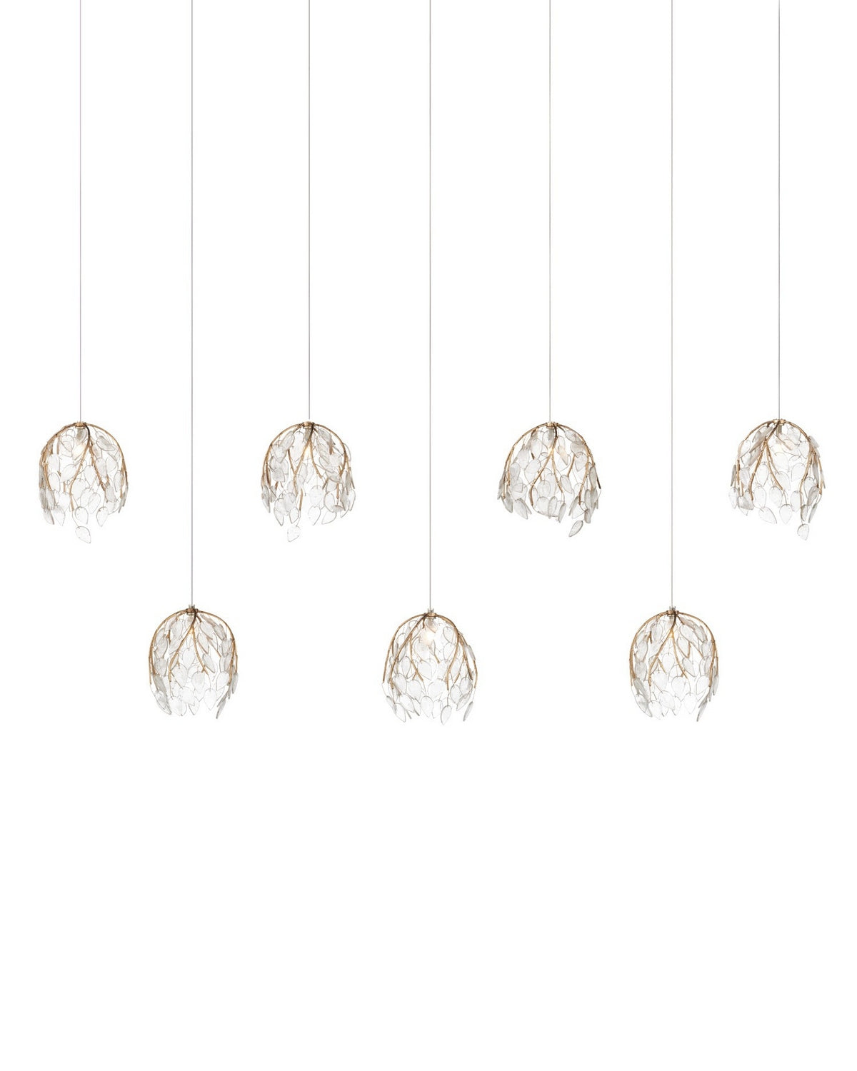 Currey and Company - 9000-1394 - Seven Light Pendant - Banyan - Antique Brass/Clear/Silver