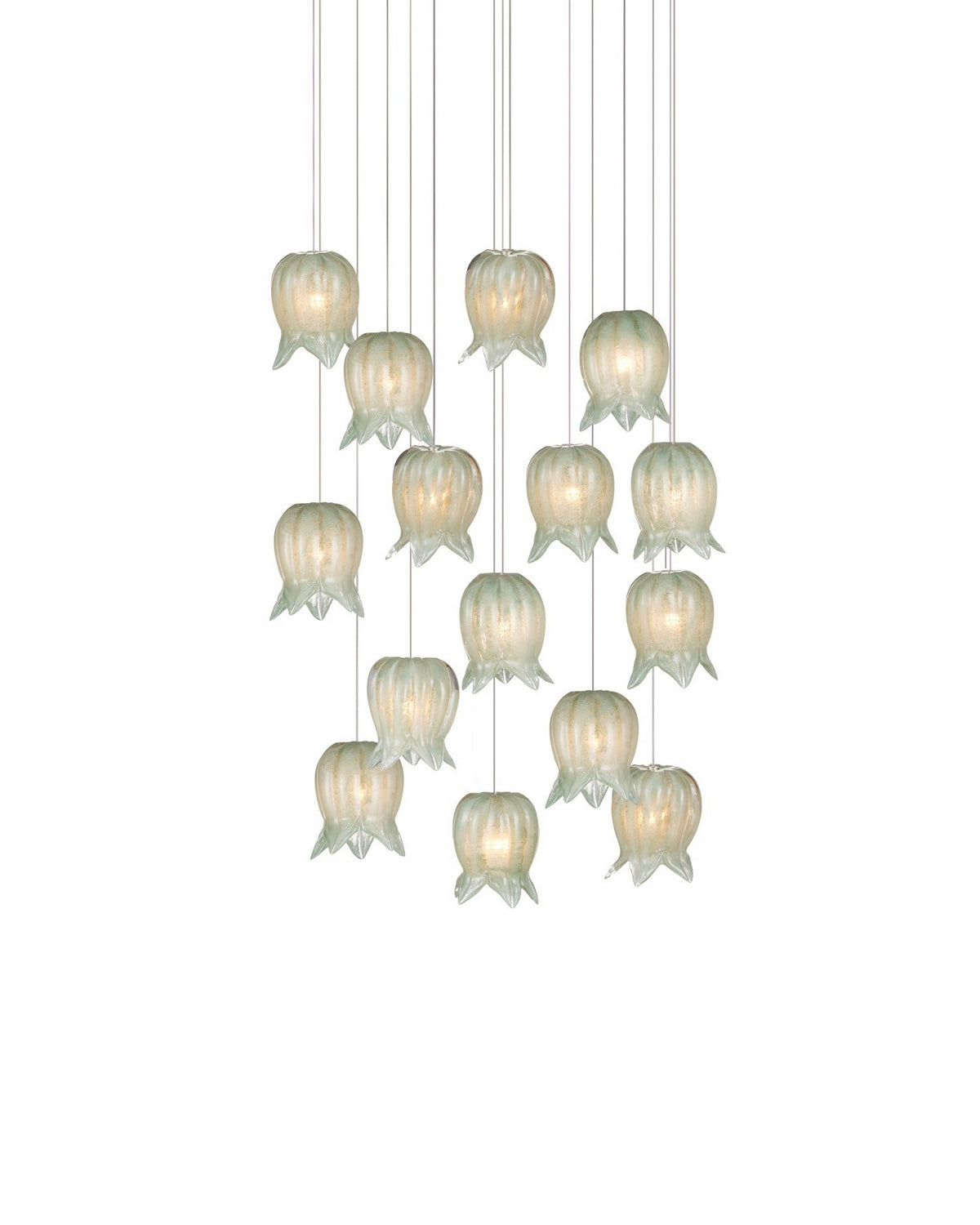 Currey and Company - 9000-1398 - 15 Light Pendant - Polpo - Green/Silver