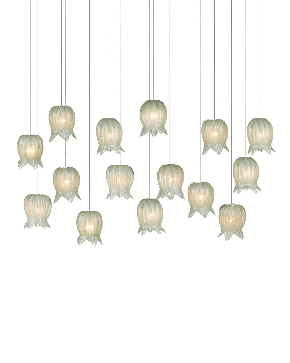 Currey and Company - 9000-1399 - 15 Light Pendant - Polpo - Green/Silver
