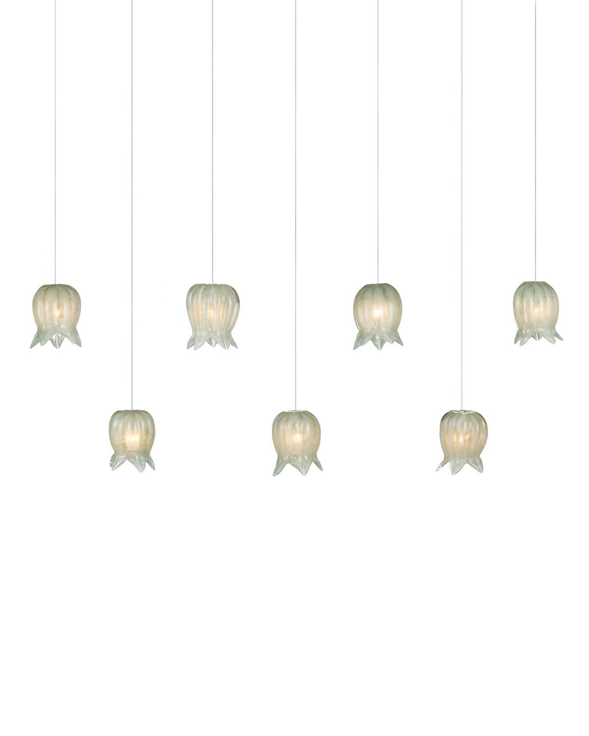 Currey and Company - 9000-1402 - Seven Light Pendant - Polpo - Green/Silver