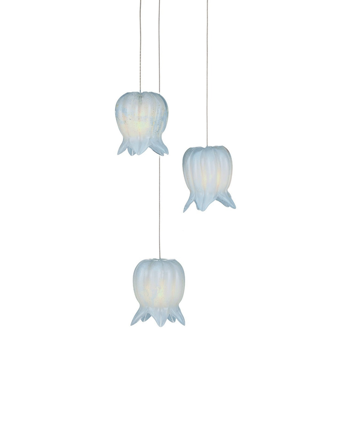 Currey and Company - 9000-1412 - Three Light Pendant - Polpo - Blue/Silver